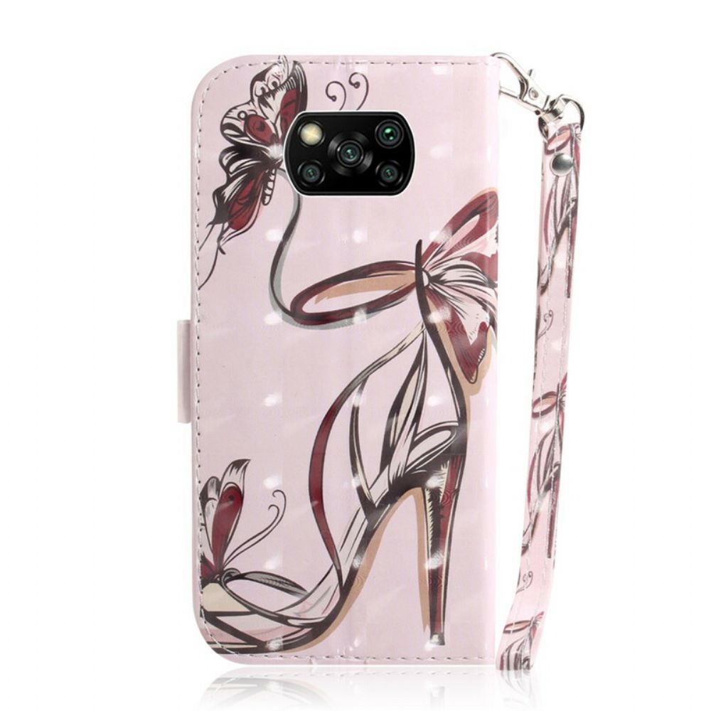 Flip Case voor Poco X3 / X3 Pro / X3 NFC Met Ketting Bandpomp