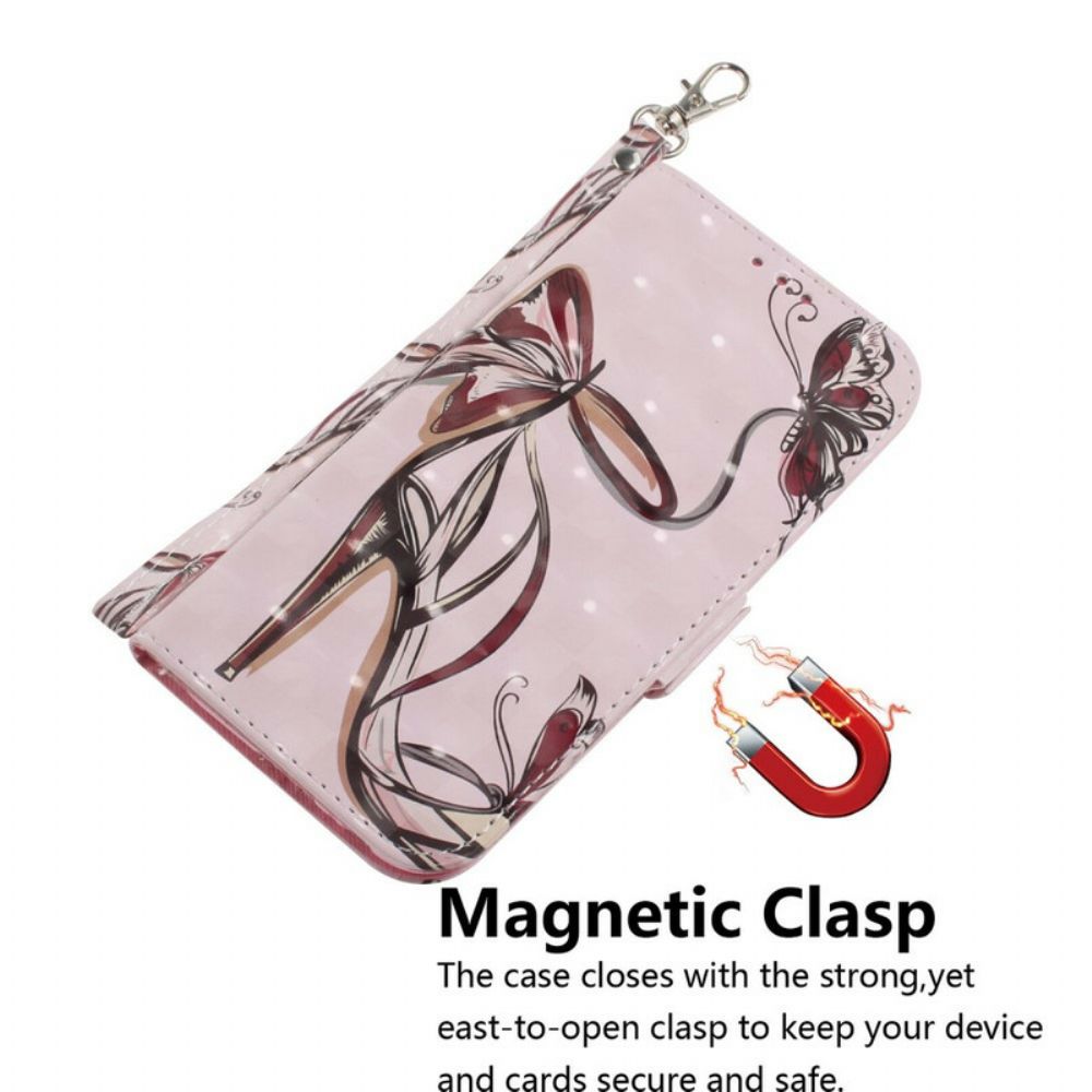 Flip Case voor Poco X3 / X3 Pro / X3 NFC Met Ketting Bandpomp
