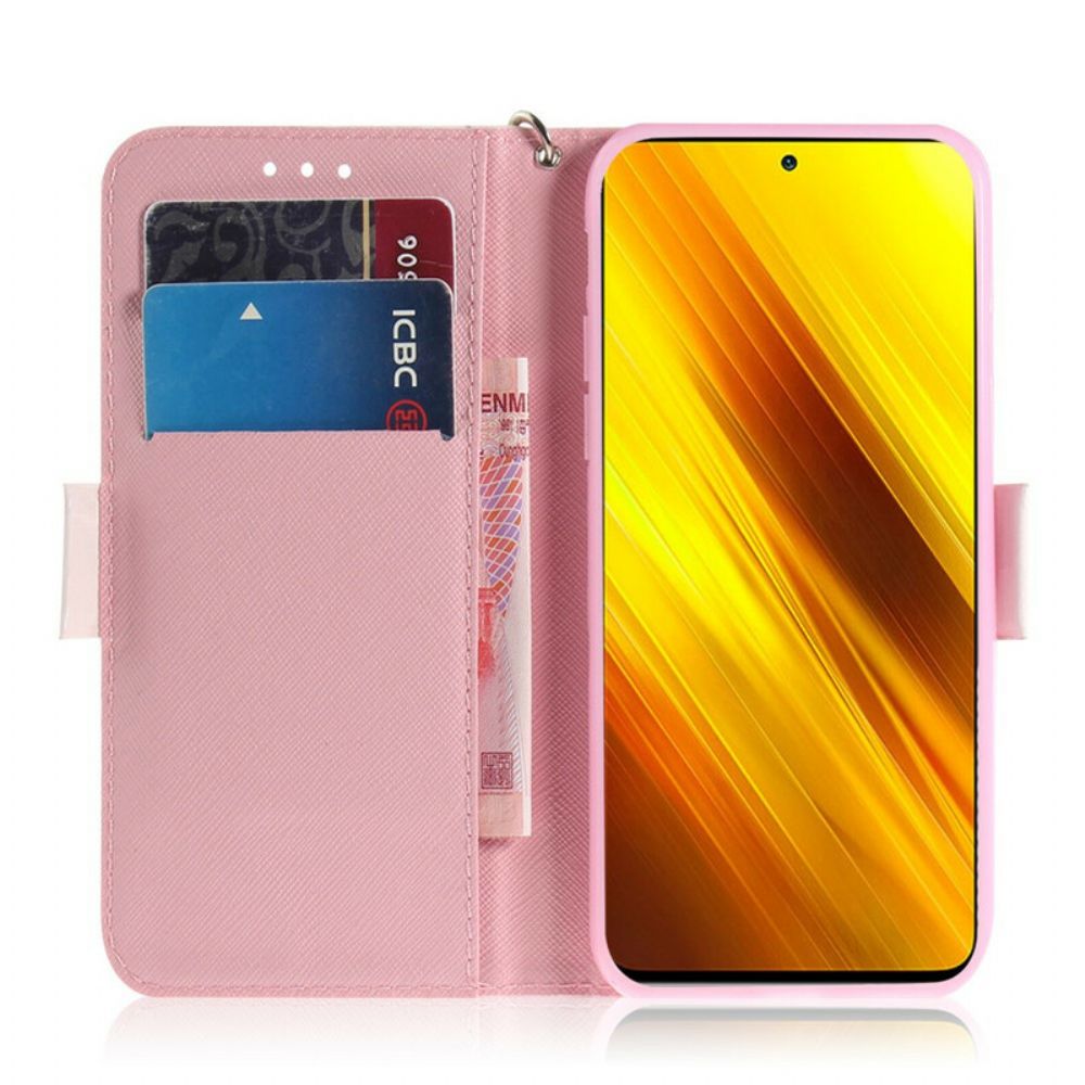 Flip Case voor Poco X3 / X3 Pro / X3 NFC Met Ketting Bandpomp