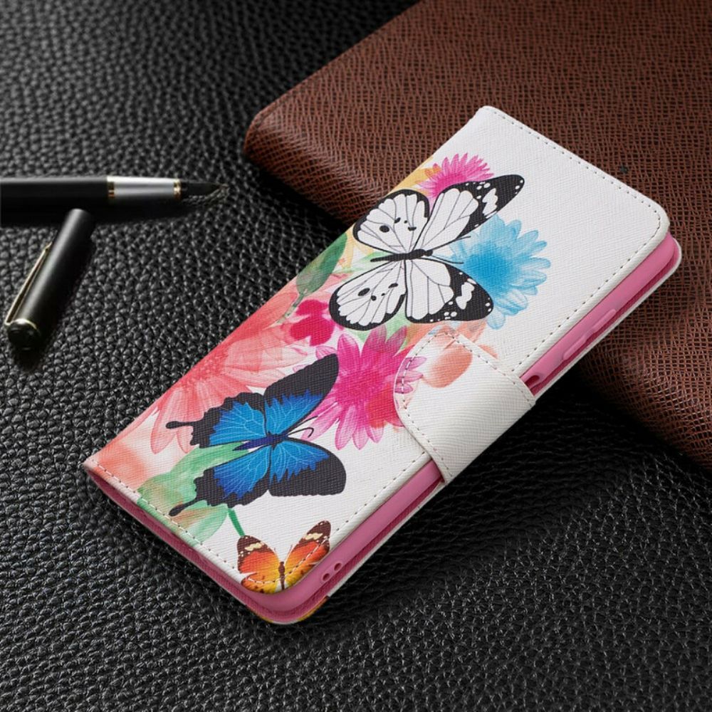 Folio-hoesje voor Poco X3 / X3 Pro / X3 NFC Geschilderde Vlinders En Bloemen