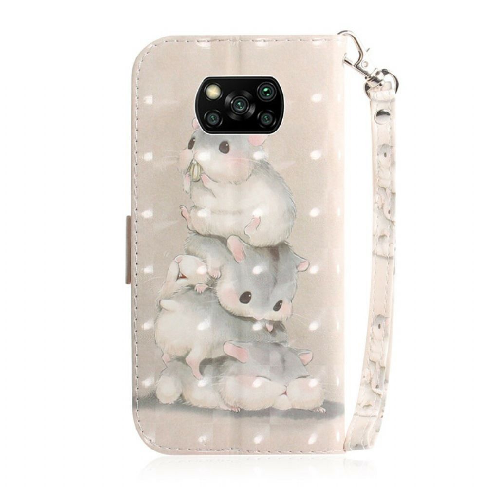 Folio-hoesje voor Poco X3 / X3 Pro / X3 NFC Met Ketting Thong Hamsters