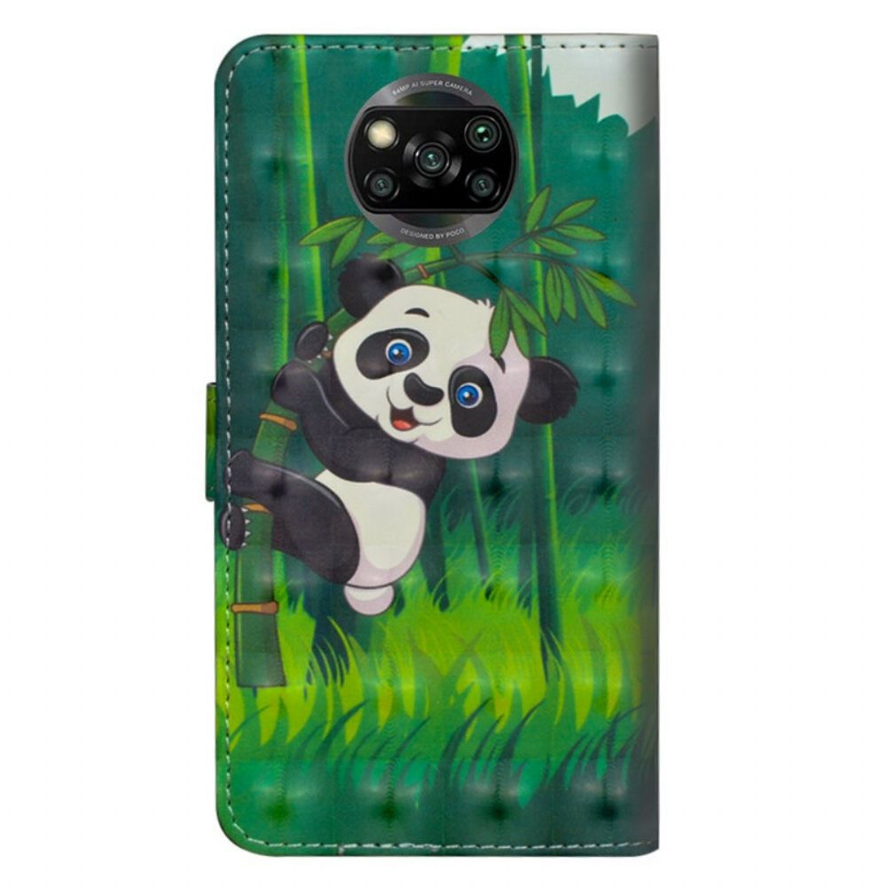 Folio-hoesje voor Poco X3 / X3 Pro / X3 NFC Panda En Bamboe