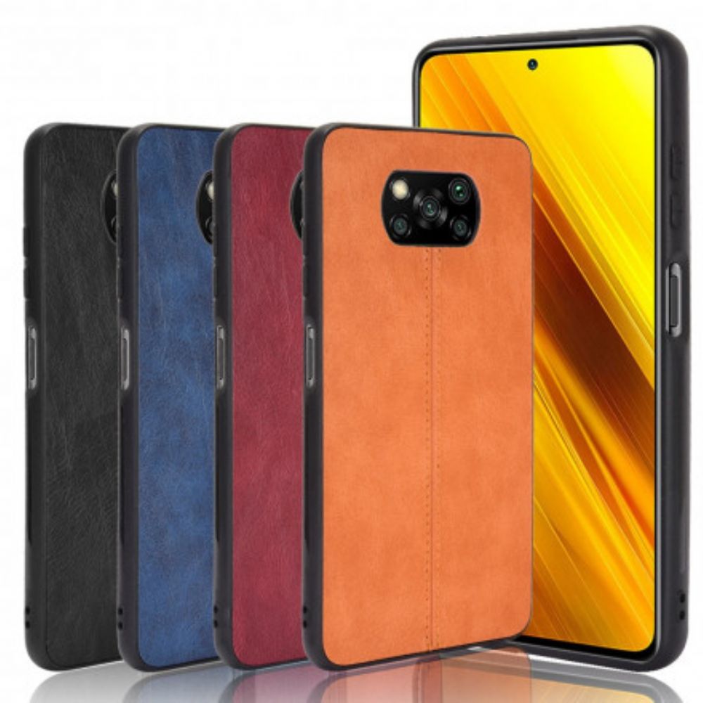 Hoesje voor Poco X3 / X3 Pro / X3 NFC Naad Leereffect