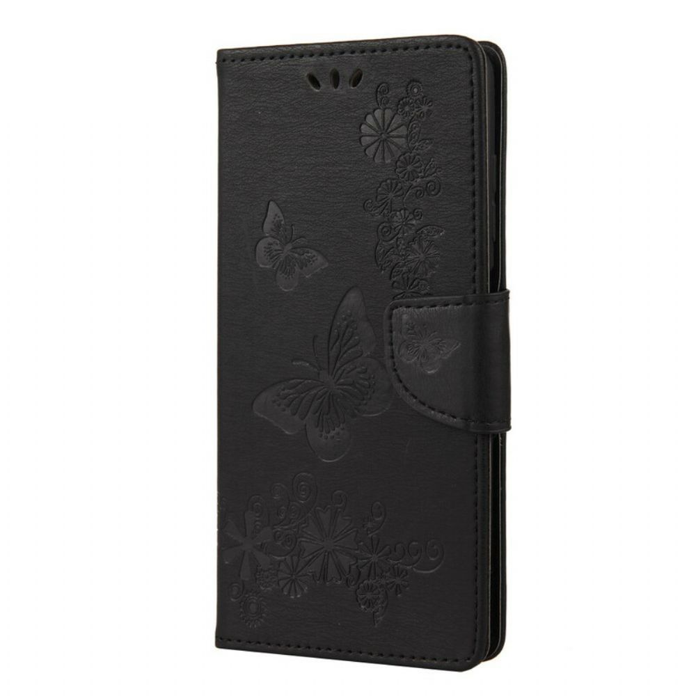 Leren Hoesje voor Poco X3 / X3 Pro / X3 NFC Alleen Vlinders Met Koord