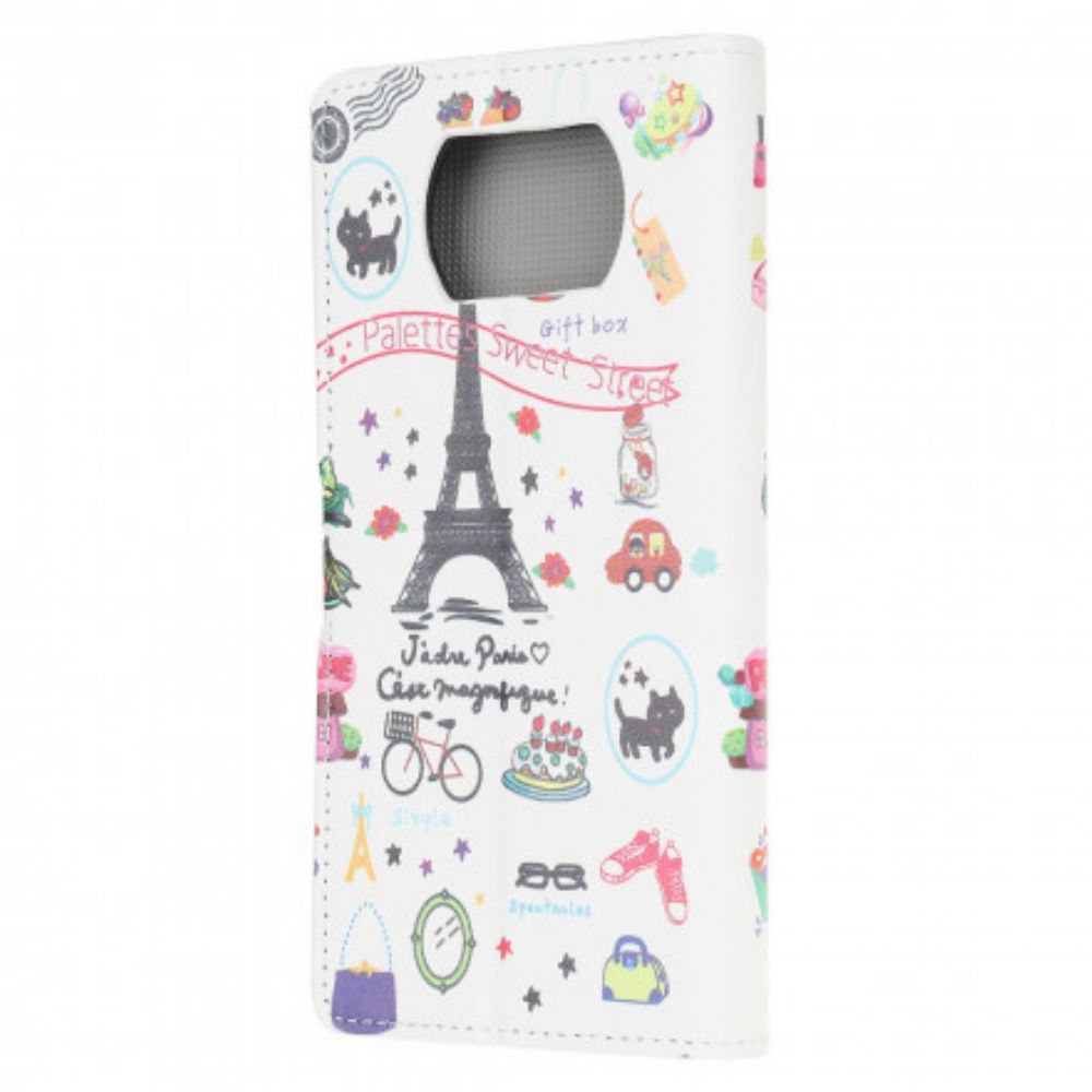 Leren Hoesje voor Poco X3 / X3 Pro / X3 NFC Ik Hou Van Parijs