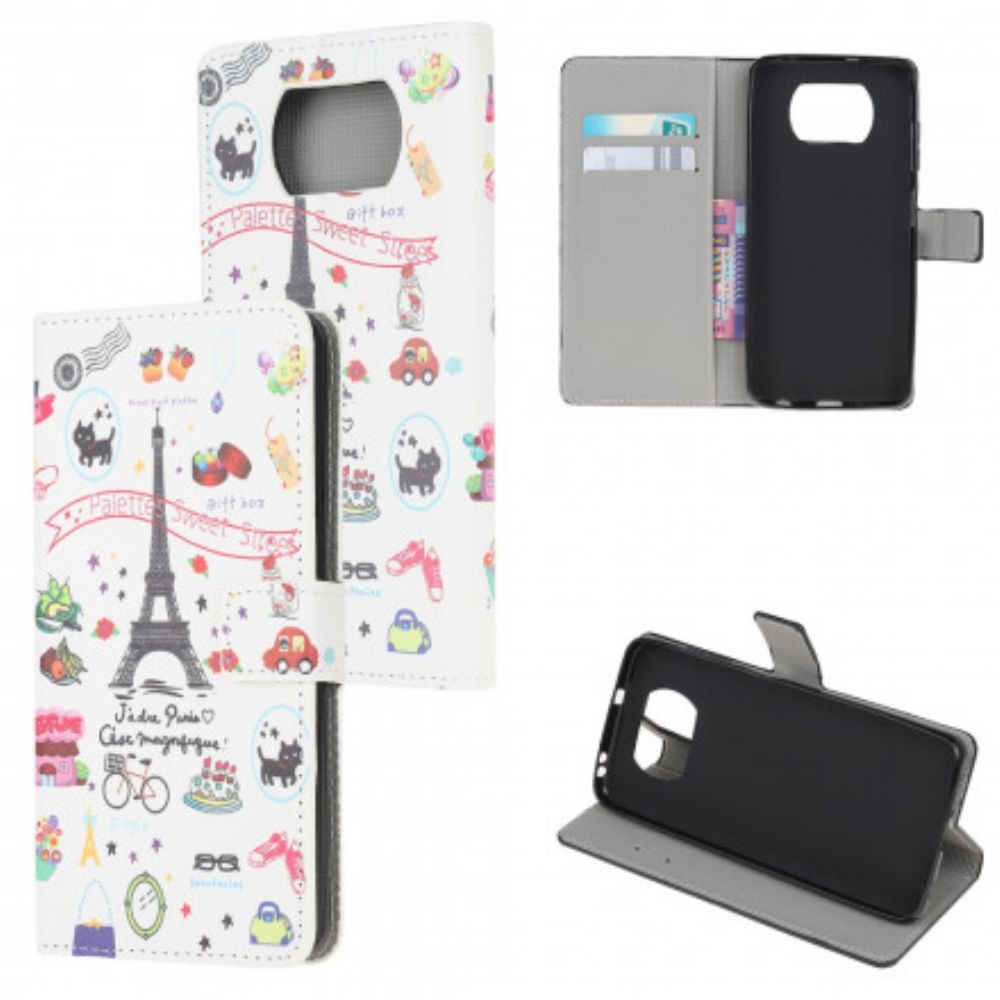 Leren Hoesje voor Poco X3 / X3 Pro / X3 NFC Ik Hou Van Parijs