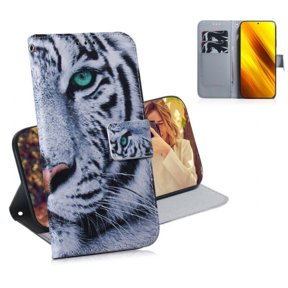 Leren Hoesje voor Poco X3 / X3 Pro / X3 NFC Tijgergezicht