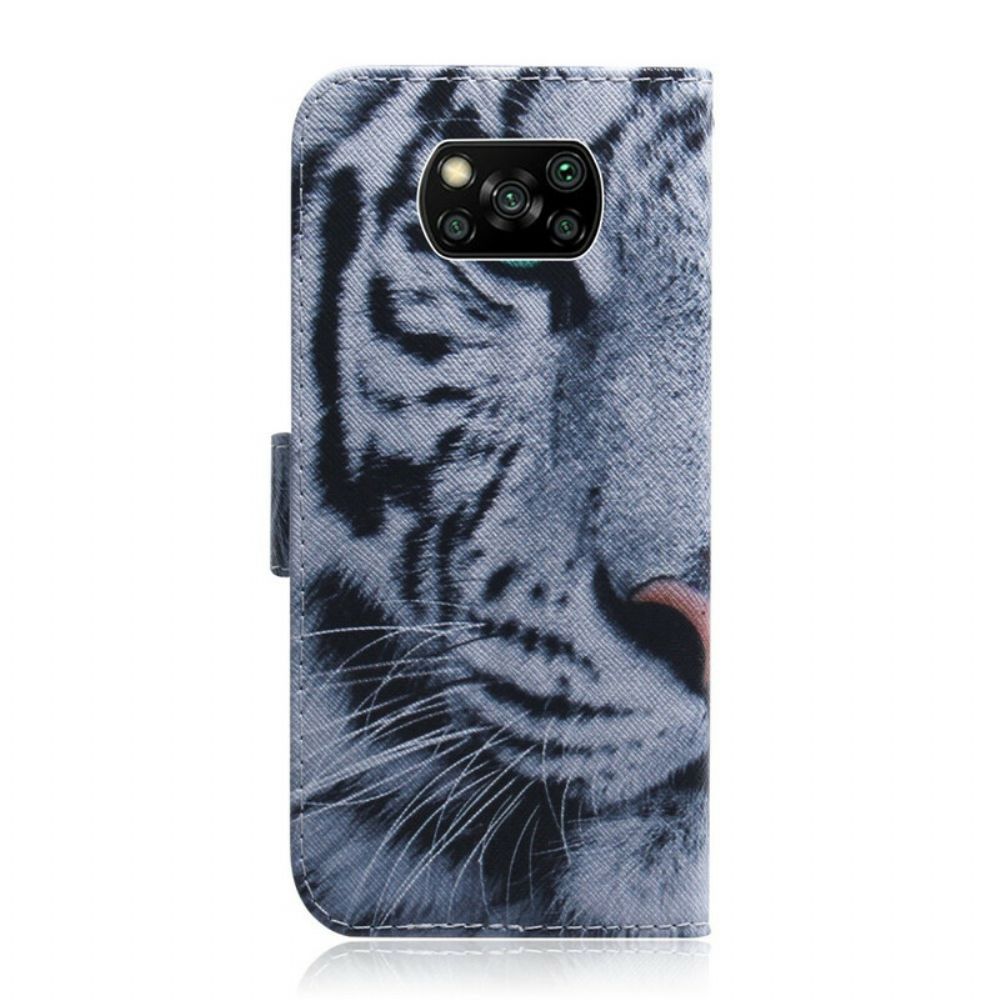 Leren Hoesje voor Poco X3 / X3 Pro / X3 NFC Tijgergezicht