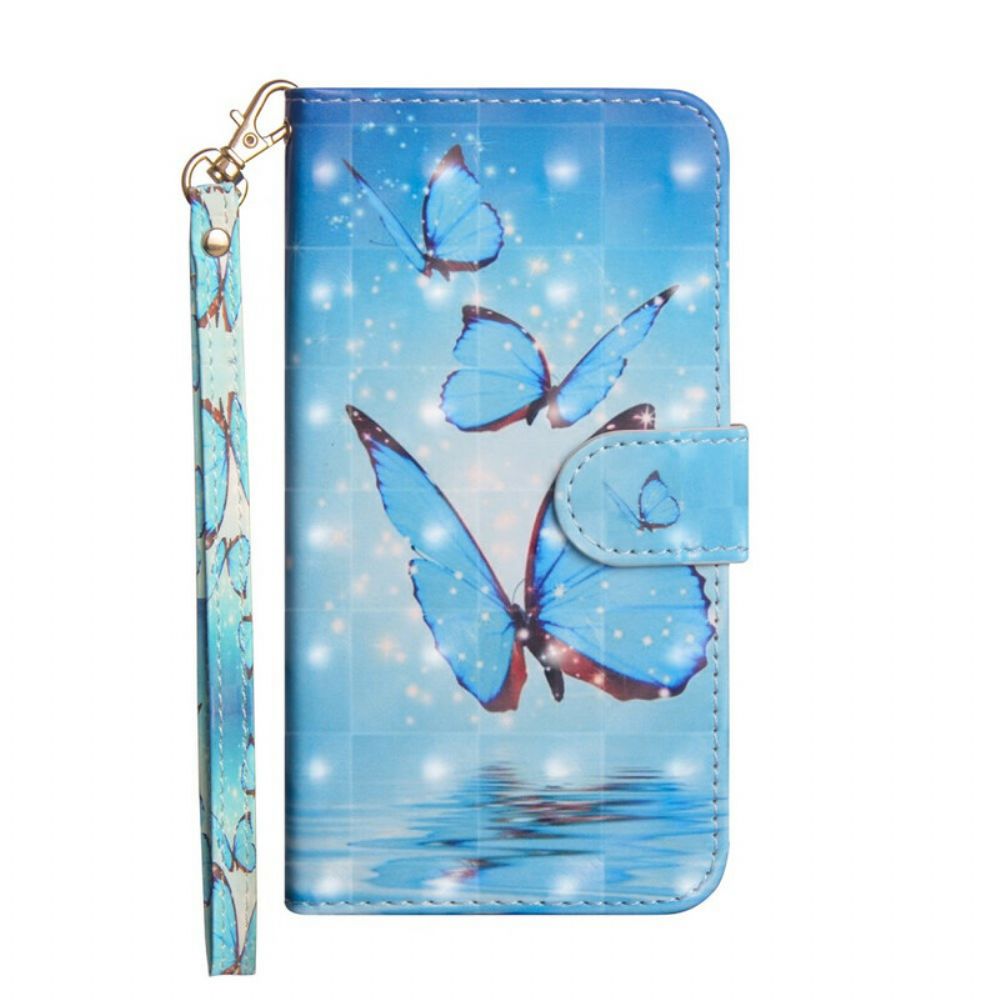 Leren Hoesje voor Poco X3 / X3 Pro / X3 NFC Vliegende Blauwe Vlinders
