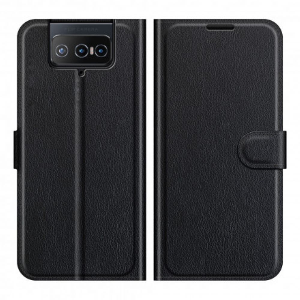 Leren Hoesje voor Asus Zenfone 8 Flip Folio-hoesje Klassiek Kunstleer