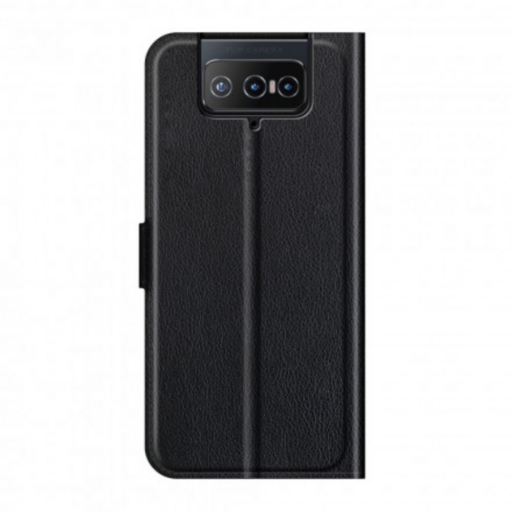 Leren Hoesje voor Asus Zenfone 8 Flip Folio-hoesje Klassiek Kunstleer