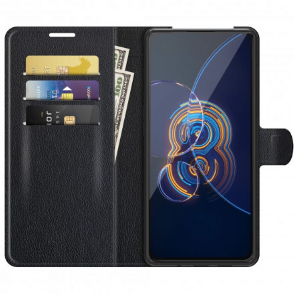 Leren Hoesje voor Asus Zenfone 8 Flip Folio-hoesje Klassiek Kunstleer