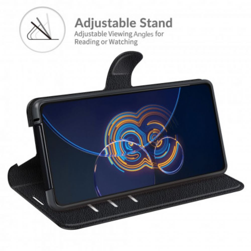 Leren Hoesje voor Asus Zenfone 8 Flip Folio-hoesje Klassiek Kunstleer