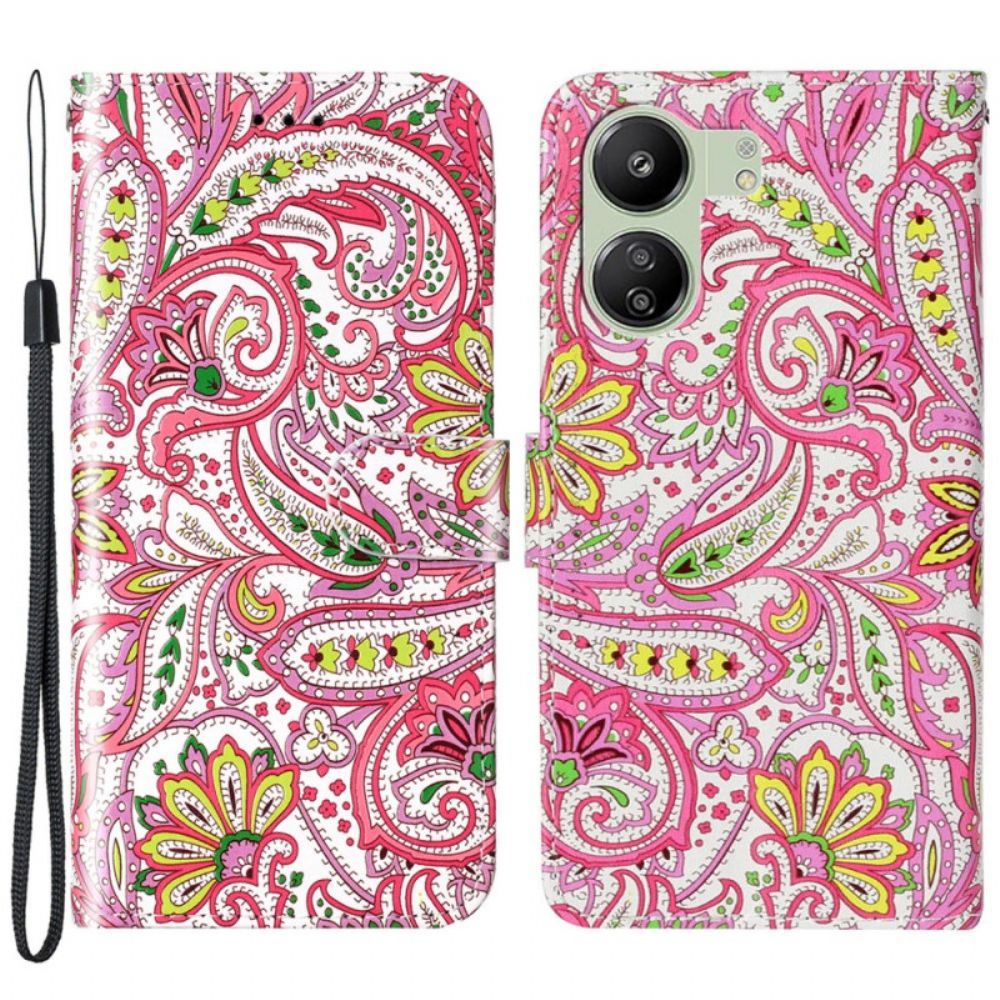 Bescherming Hoesje Poco C65 Bloemenpatroon Bandje