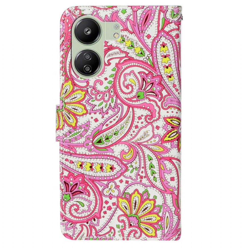 Bescherming Hoesje Poco C65 Bloemenpatroon Bandje