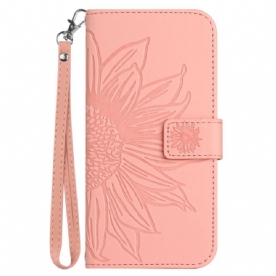 Folio-hoesje Poco C65 Zonnebloem Met Riempje
