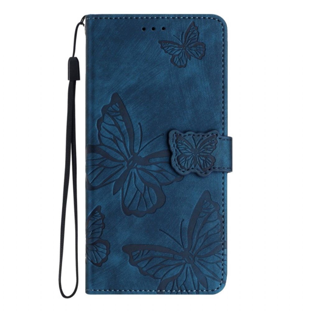 Leren Hoesje Poco C65 Vlinderpatroon Met Suède-effect