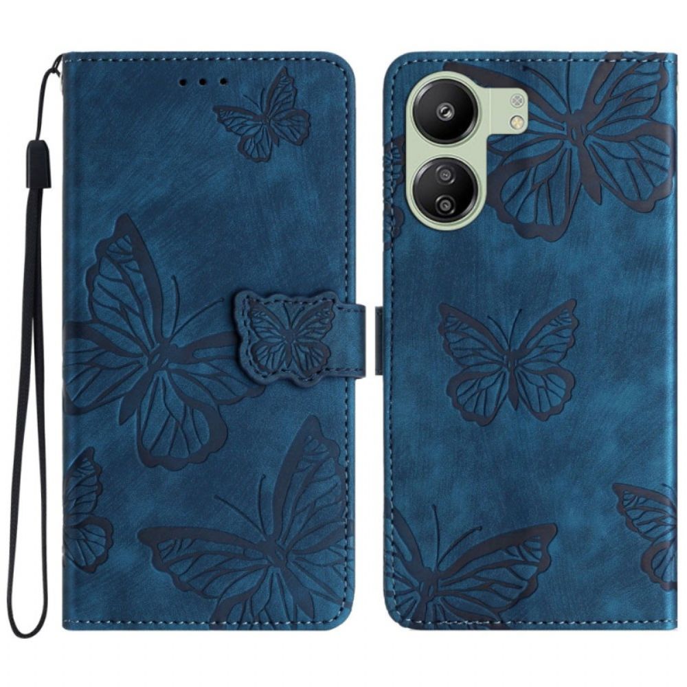 Leren Hoesje Poco C65 Vlinderpatroon Met Suède-effect