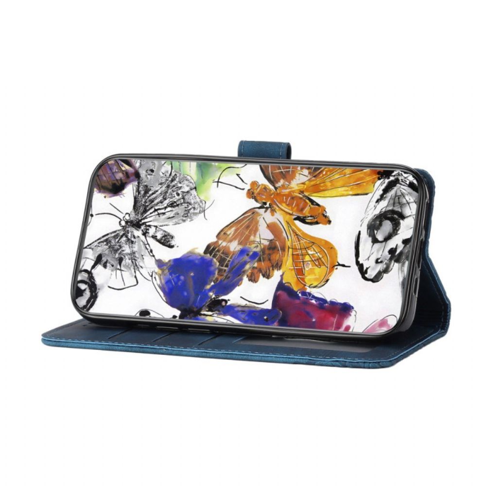 Leren Hoesje Poco C65 Vlinderpatroon Met Suède-effect