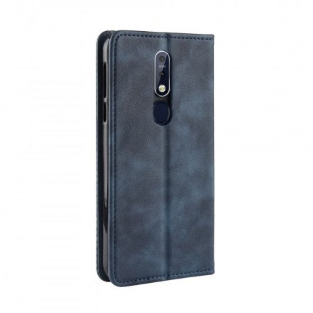 Bescherming Hoesje voor Nokia 7.1 Folio-hoesje Vintage Gestileerd Leereffect