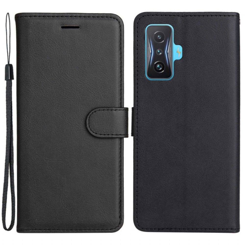 Leren Hoesje voor Poco F4 GT Met Ketting Effen Strappy