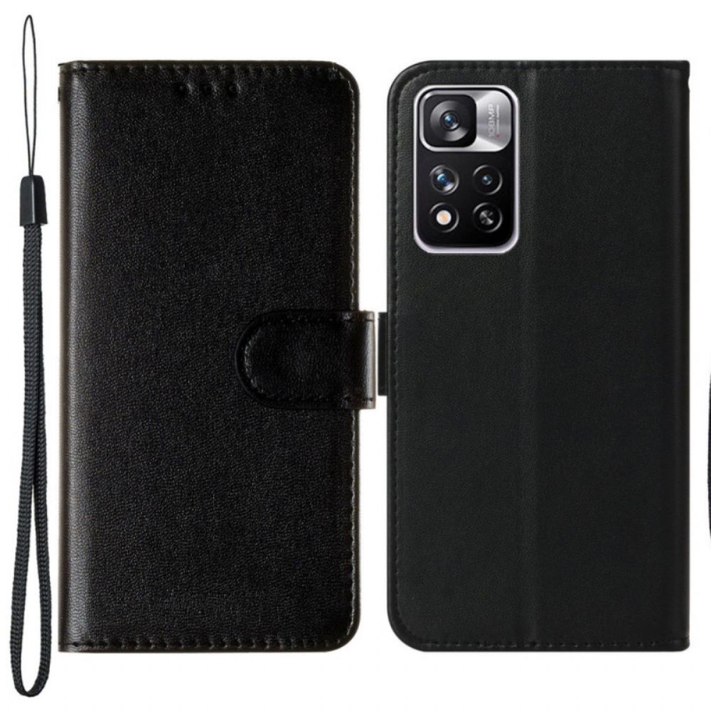 Flip Case voor Xiaomi Redmi Note 11 Pro Plus 5G Met Ketting Effen Strappy
