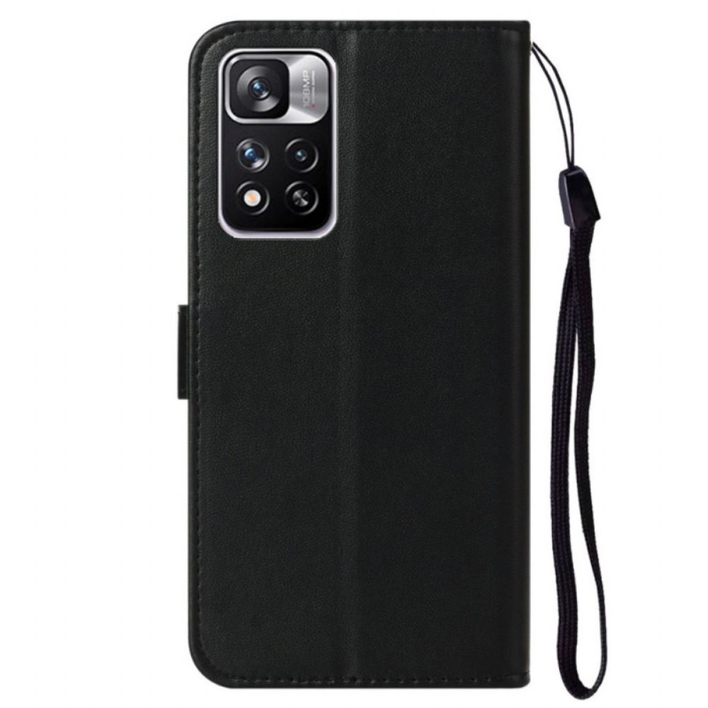 Flip Case voor Xiaomi Redmi Note 11 Pro Plus 5G Met Ketting Effen Strappy