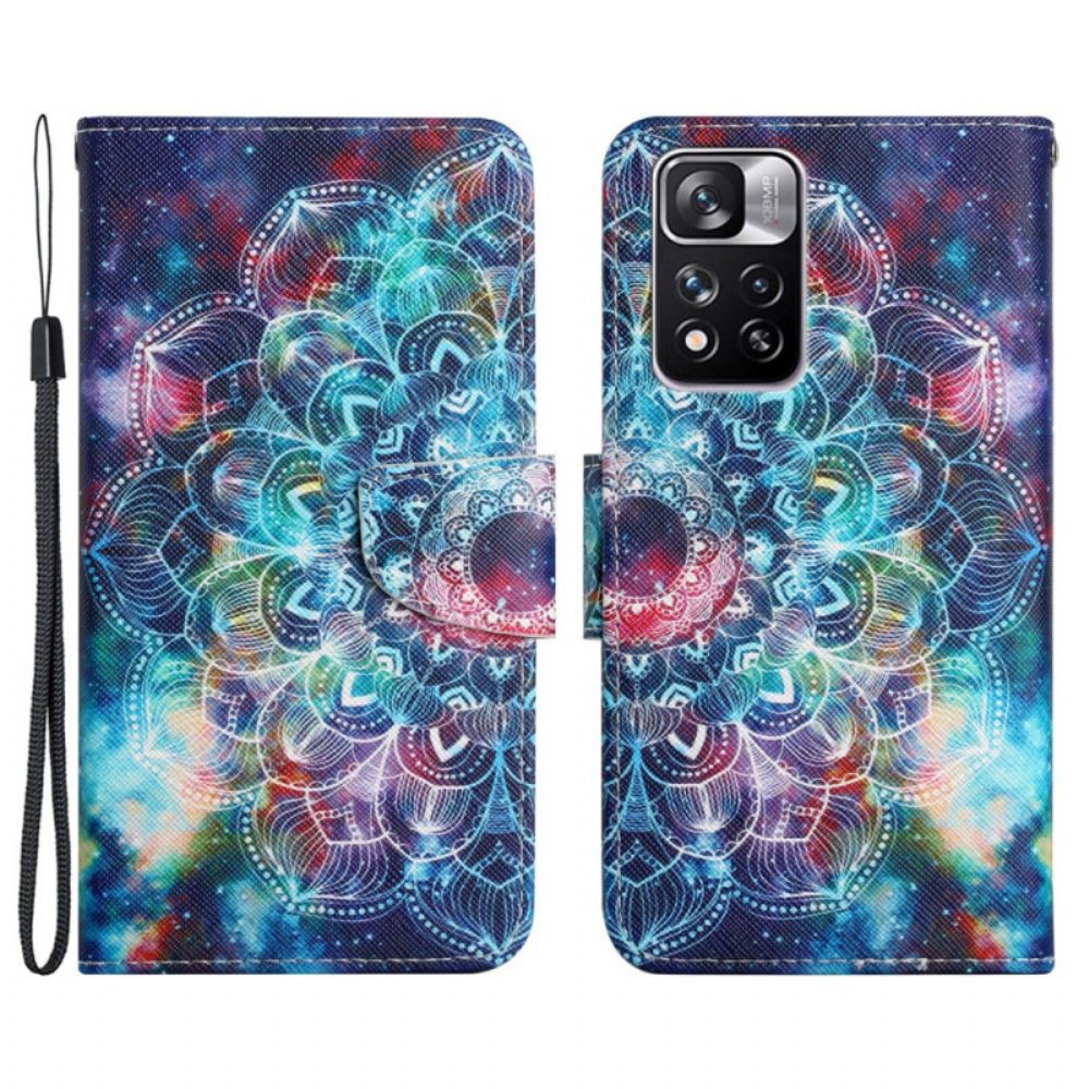 Flip Case voor Xiaomi Redmi Note 11 Pro Plus 5G Met Ketting Flashy Strappy Mandala