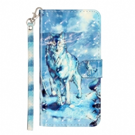 Flip Case voor Xiaomi Redmi Note 11 Pro Plus 5G Met Ketting Gebonden Wolf