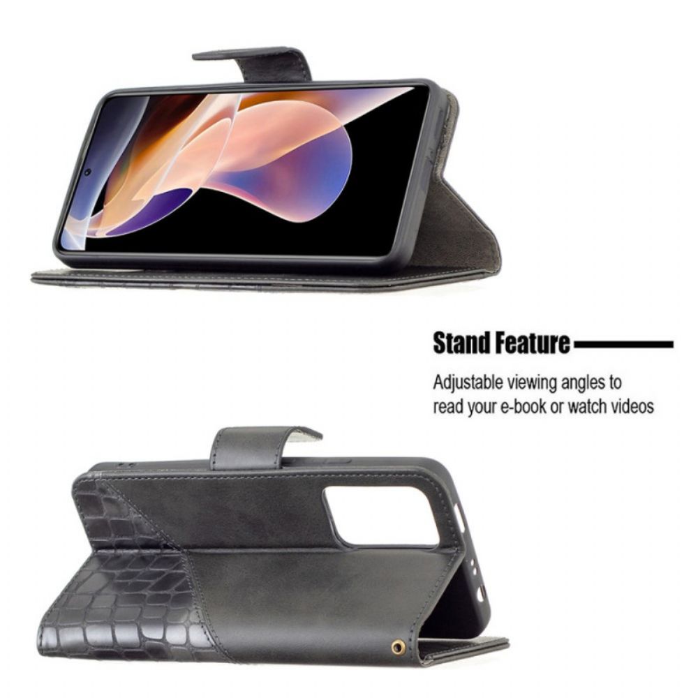 Folio-hoesje voor Xiaomi Redmi Note 11 Pro Plus 5G Binfen Kleur Krokodillenleer Stijl