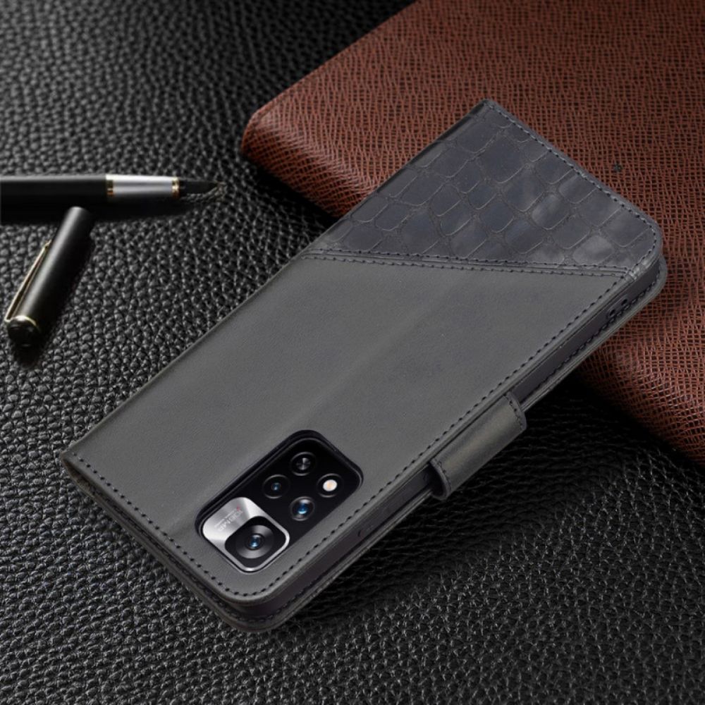 Folio-hoesje voor Xiaomi Redmi Note 11 Pro Plus 5G Binfen Kleur Krokodillenleer Stijl