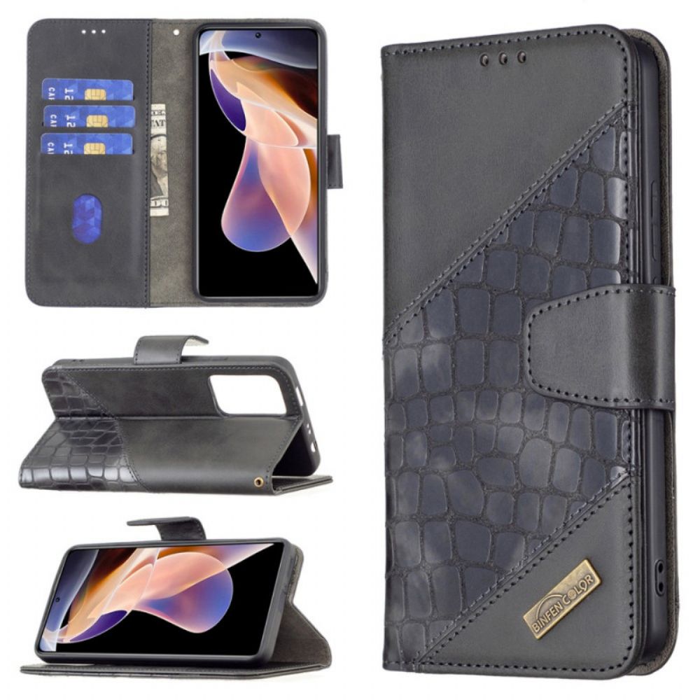 Folio-hoesje voor Xiaomi Redmi Note 11 Pro Plus 5G Binfen Kleur Krokodillenleer Stijl