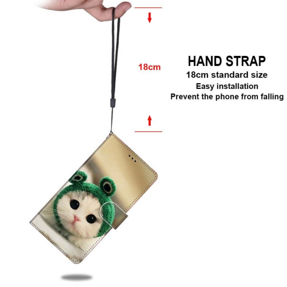 Folio-hoesje voor Xiaomi Redmi Note 11 Pro Plus 5G Met Ketting Leuke Kitten Met Bandjes
