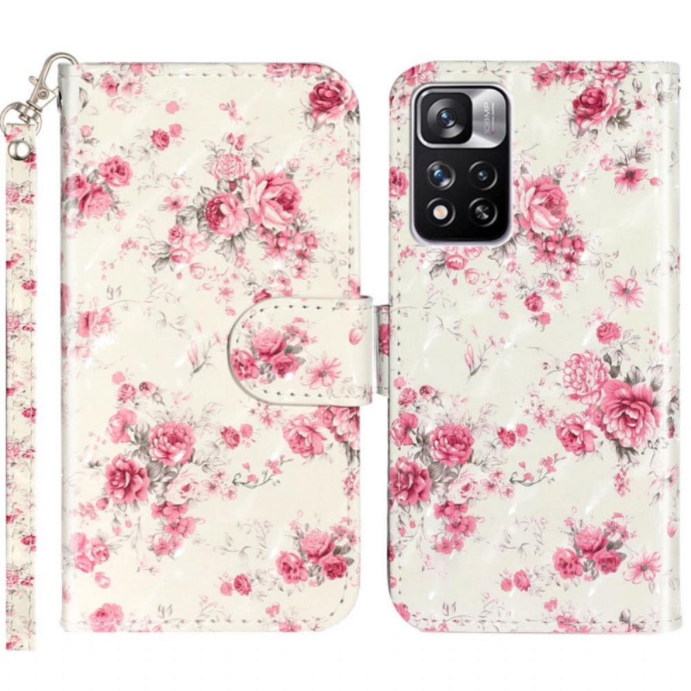 Folio-hoesje voor Xiaomi Redmi Note 11 Pro Plus 5G Met Ketting Vrijheidsband Bloemen