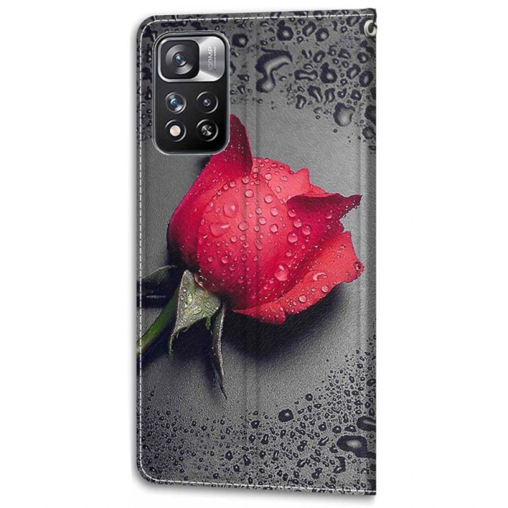 Folio-hoesje voor Xiaomi Redmi Note 11 Pro Plus 5G Rozen Met Riem