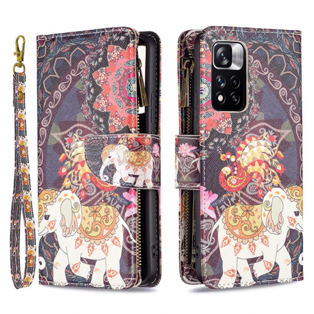 Leren Hoesje voor Xiaomi Redmi Note 11 Pro Plus 5G Olifantenzak Met Rits