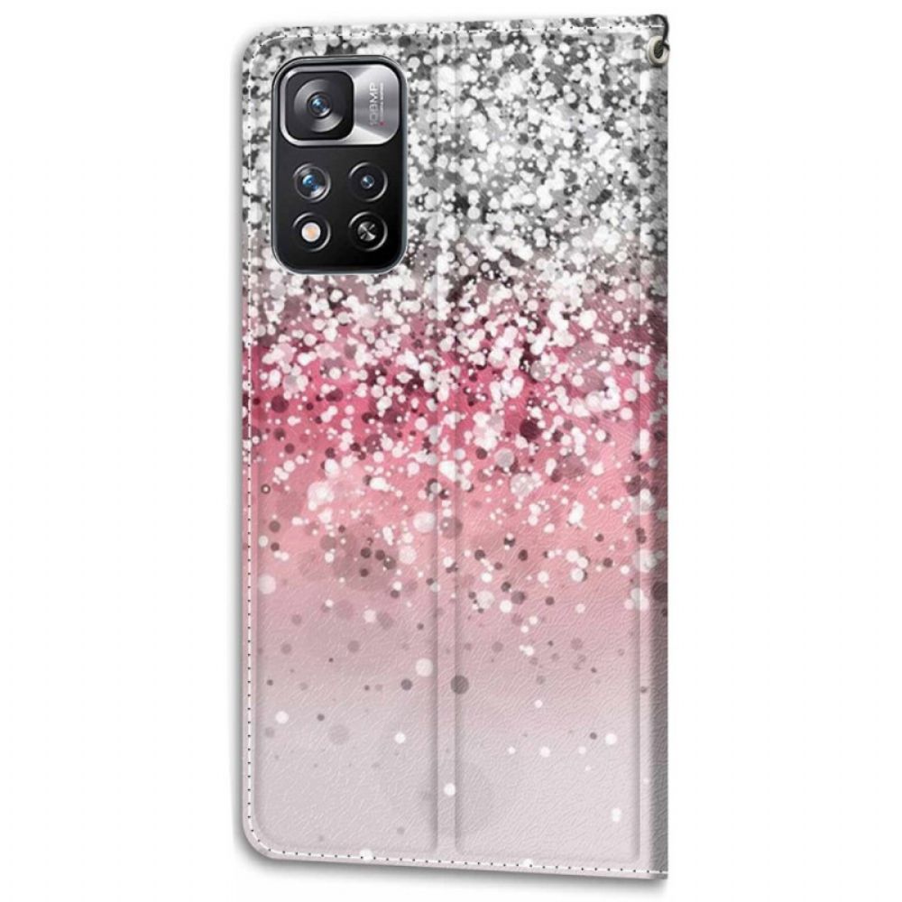 Leren Hoesje voor Xiaomi Redmi Note 11 Pro Plus 5G Pailletten Met Riem