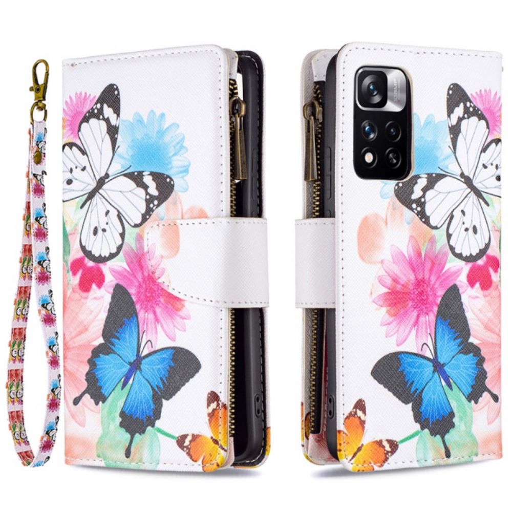 Leren Hoesje voor Xiaomi Redmi Note 11 Pro Plus 5G Vlinderszak Met Rits
