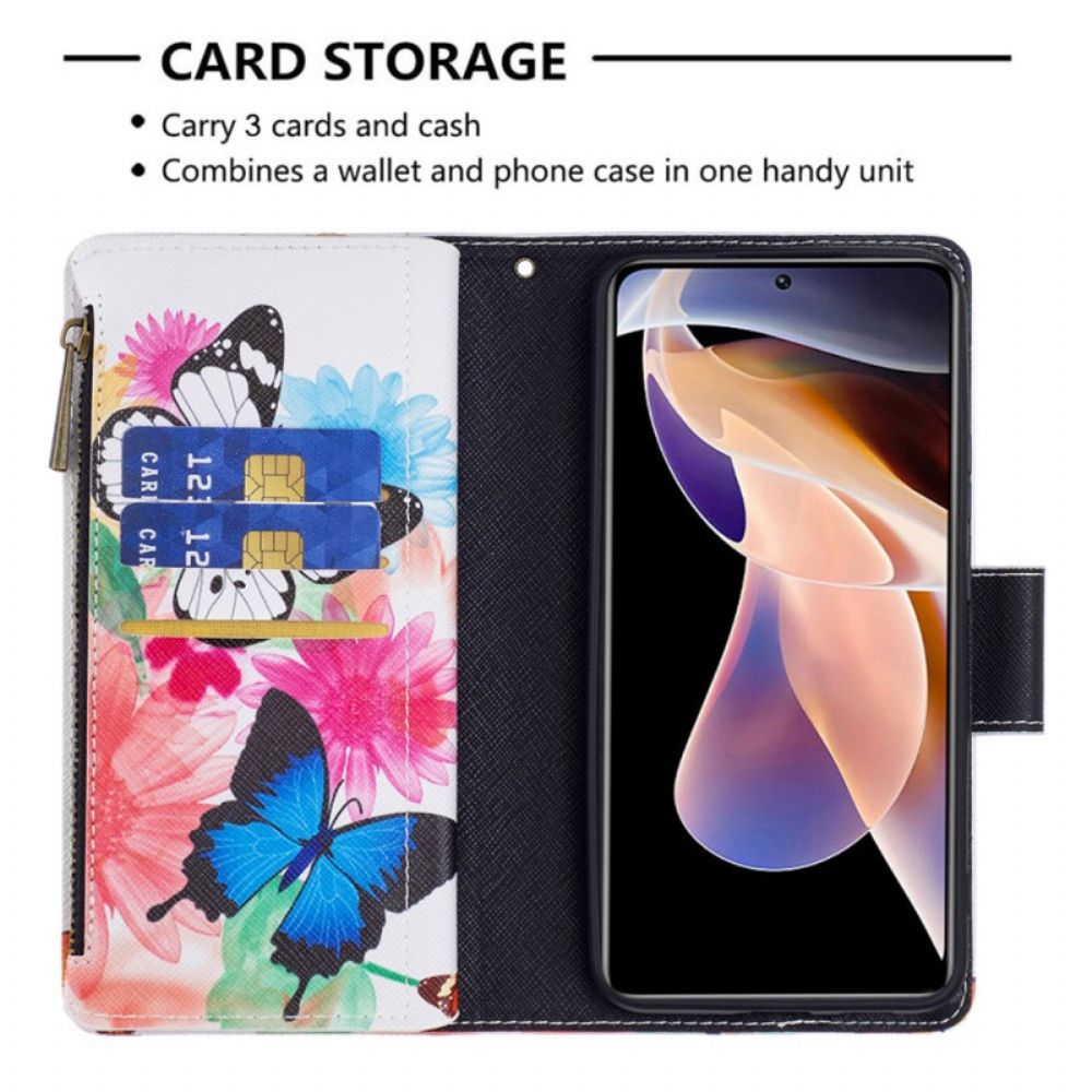 Leren Hoesje voor Xiaomi Redmi Note 11 Pro Plus 5G Vlinderszak Met Rits