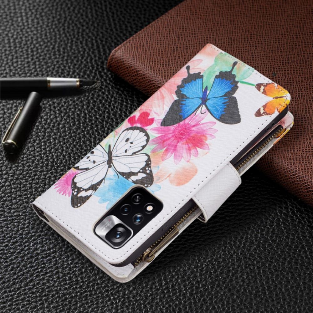 Leren Hoesje voor Xiaomi Redmi Note 11 Pro Plus 5G Vlinderszak Met Rits