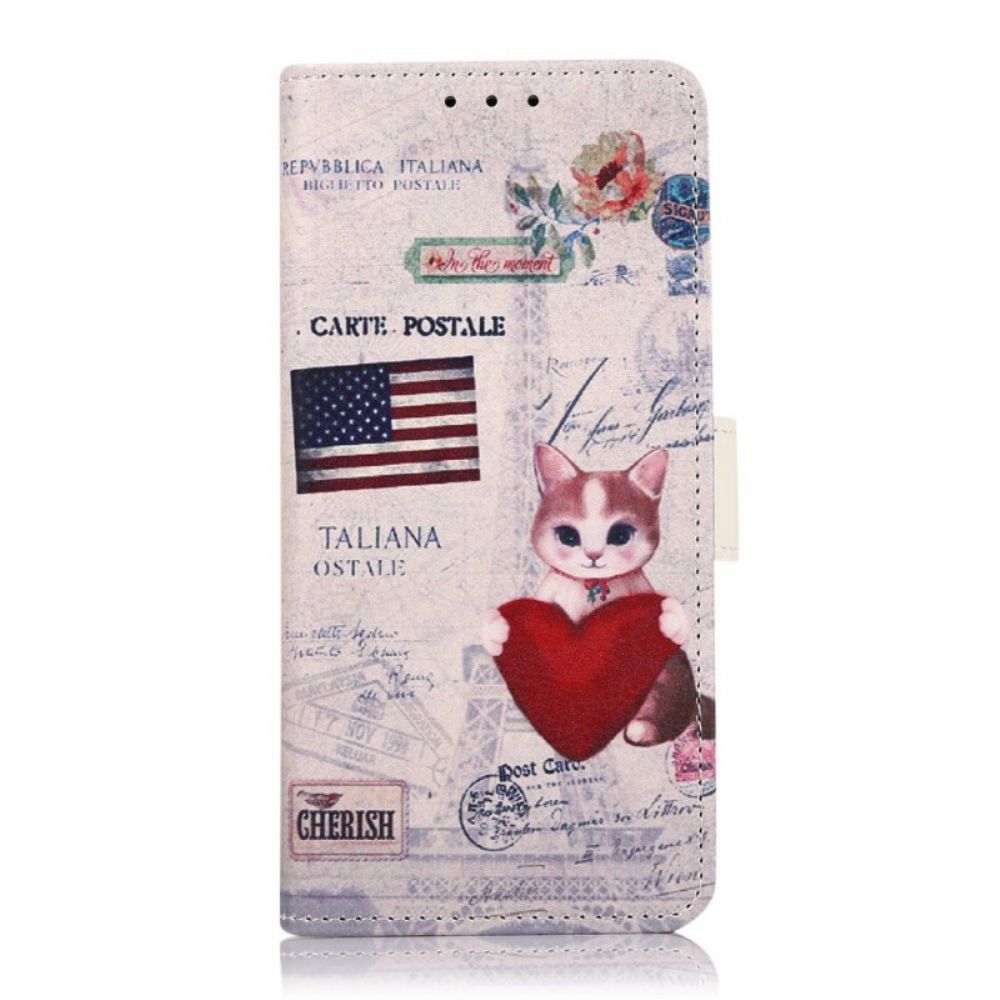 Flip Case voor Poco F4 Reizende Kat
