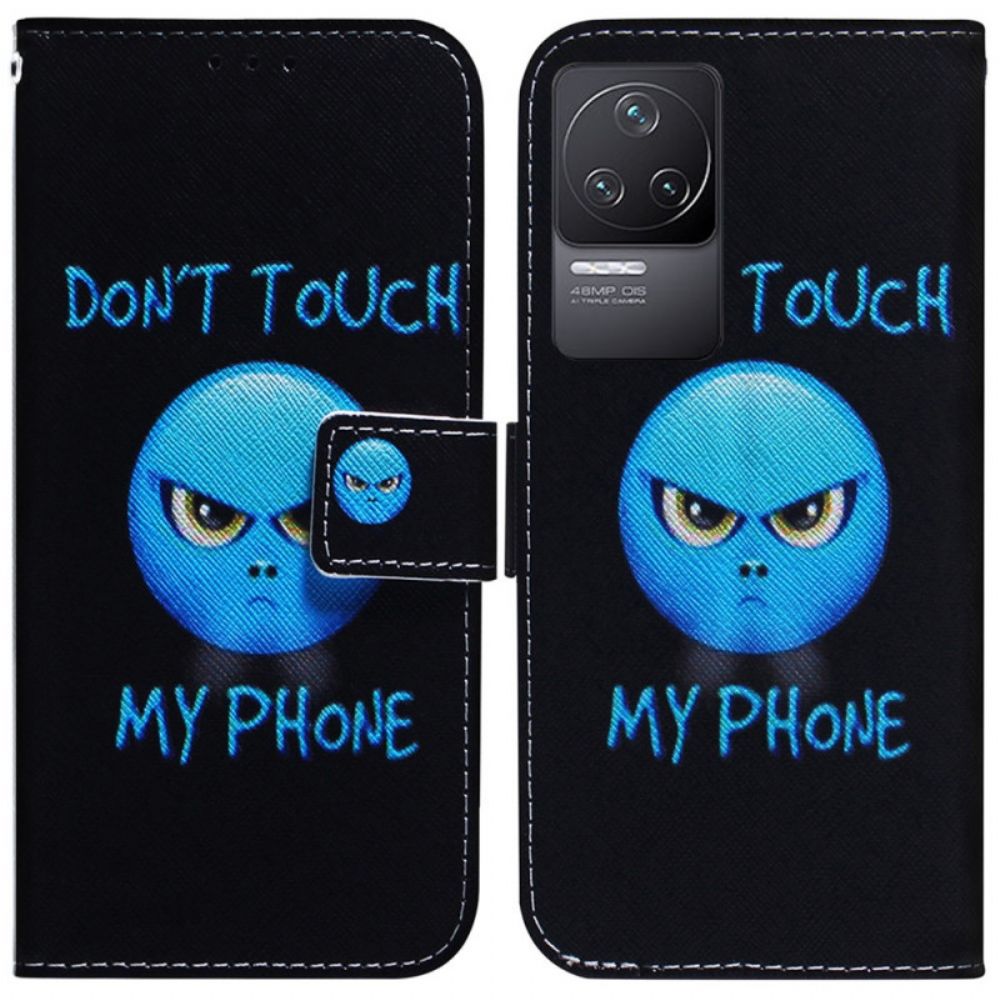 Folio-hoesje voor Poco F4 Emoji Raak Mijn Telefoon Niet Aan