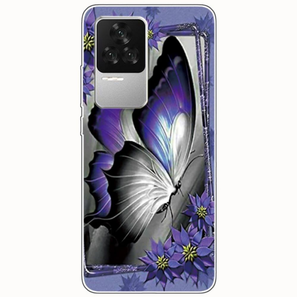 Telefoonhoesje voor Poco F4 Paarse Vlinder