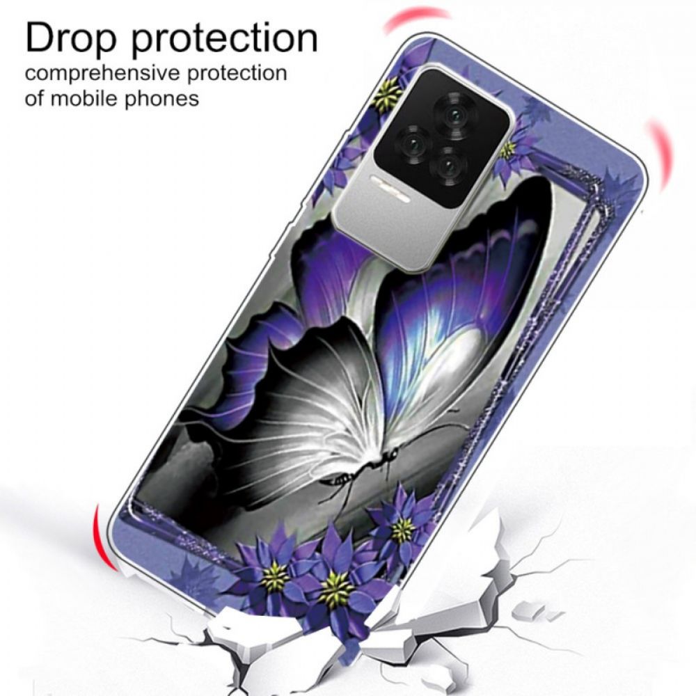 Telefoonhoesje voor Poco F4 Paarse Vlinder