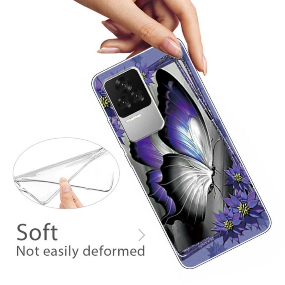 Telefoonhoesje voor Poco F4 Paarse Vlinder