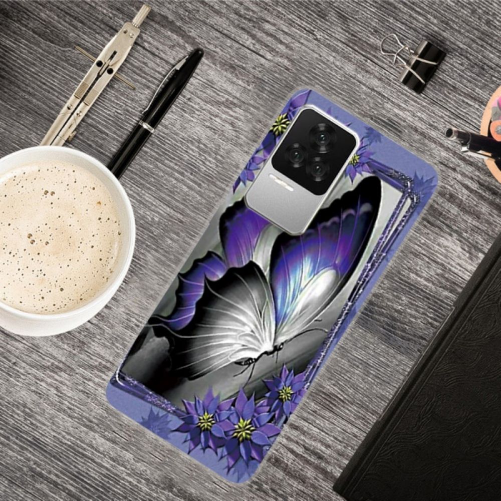 Telefoonhoesje voor Poco F4 Paarse Vlinder