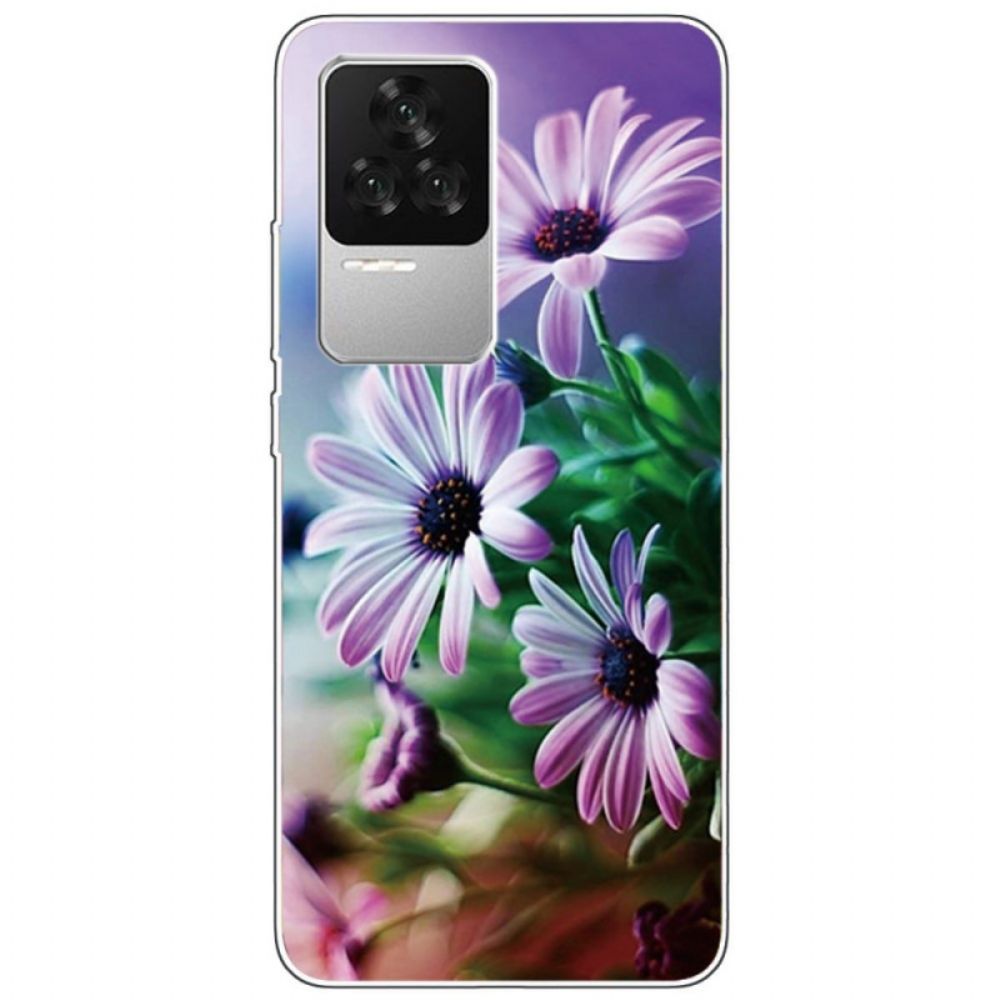 Telefoonhoesje voor Poco F4 Siliconen Bloemen