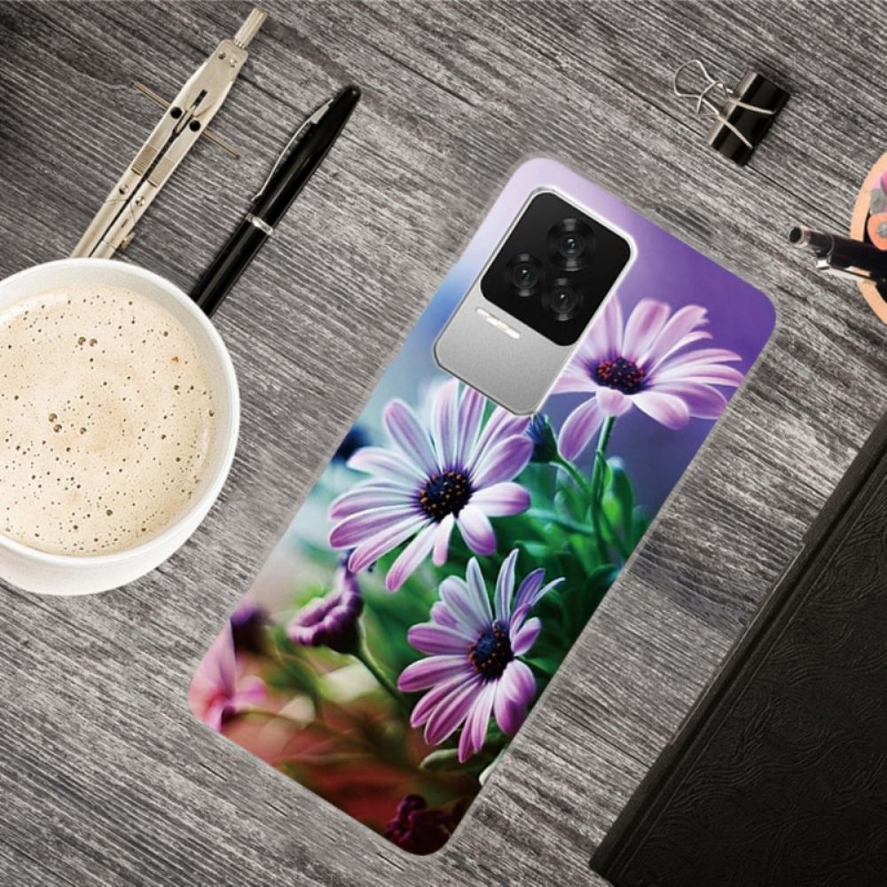 Telefoonhoesje voor Poco F4 Siliconen Bloemen