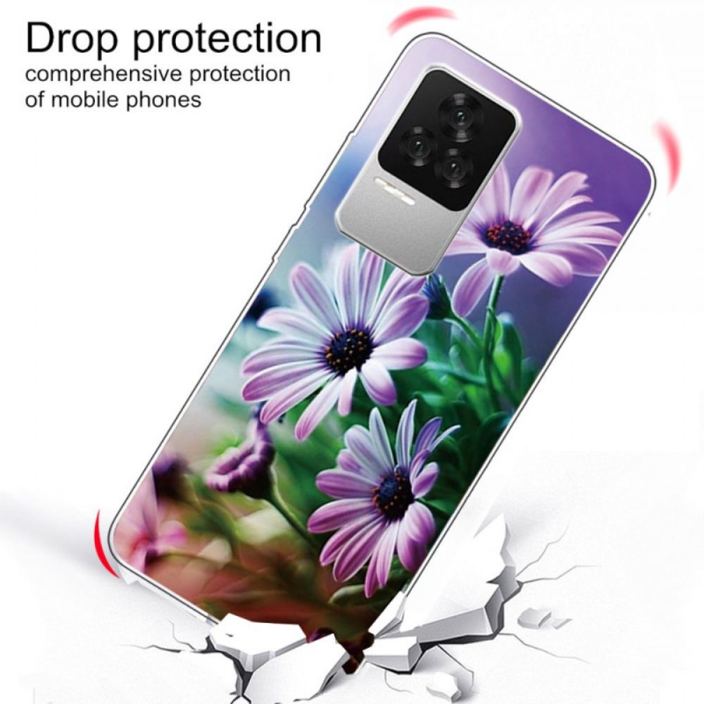 Telefoonhoesje voor Poco F4 Siliconen Bloemen