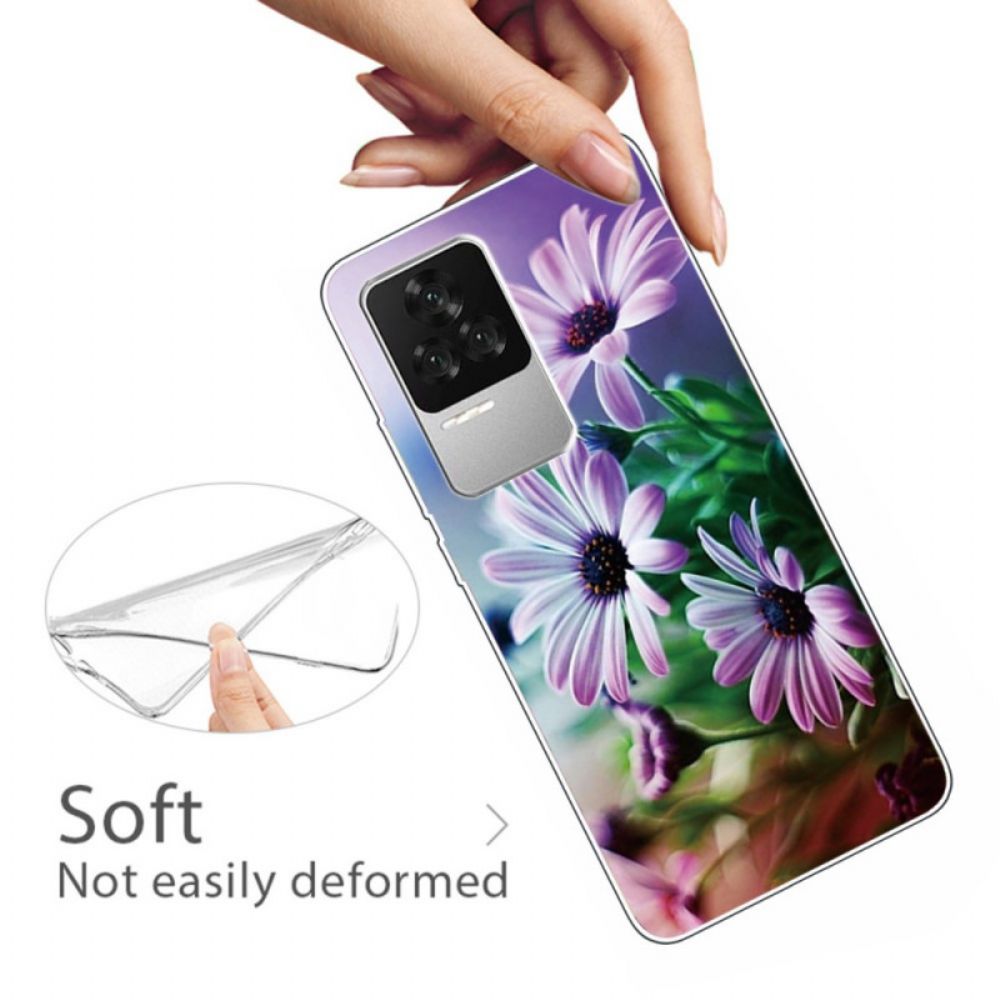 Telefoonhoesje voor Poco F4 Siliconen Bloemen